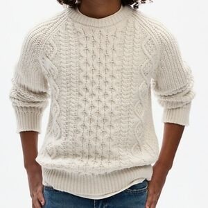 GAP Men's Cable Knit Crewneck Sweater - Cream